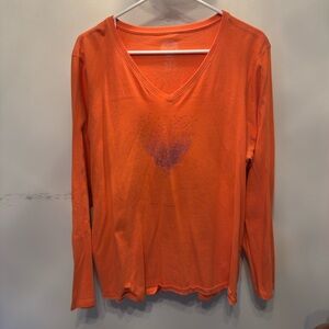 Life Is Good Orange Long Sleeve V-Neck Tee